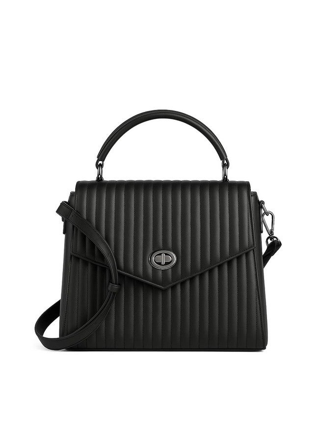 Fargo Fusion Handbag for Women | Vegan Leather Bag with RFID Pockets, Turn Lock Closure, Dual Handle | Stylish Sling & Shoulder Purse for Office, College, Party | Made in India (Black) - Image 1