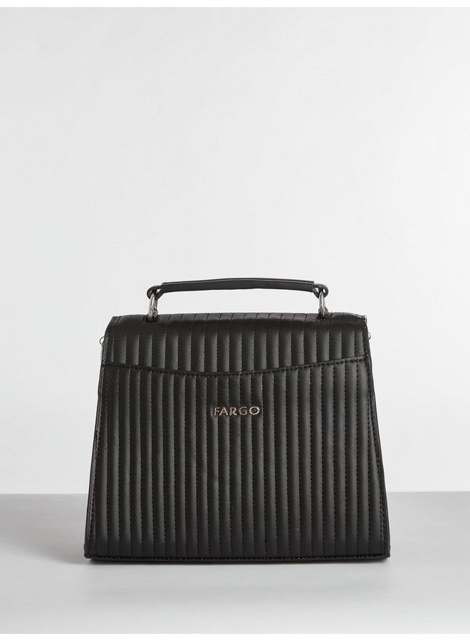 Fargo Fusion Handbag for Women | Vegan Leather Bag with RFID Pockets, Turn Lock Closure, Dual Handle | Stylish Sling & Shoulder Purse for Office, College, Party | Made in India (Black) - Image 5