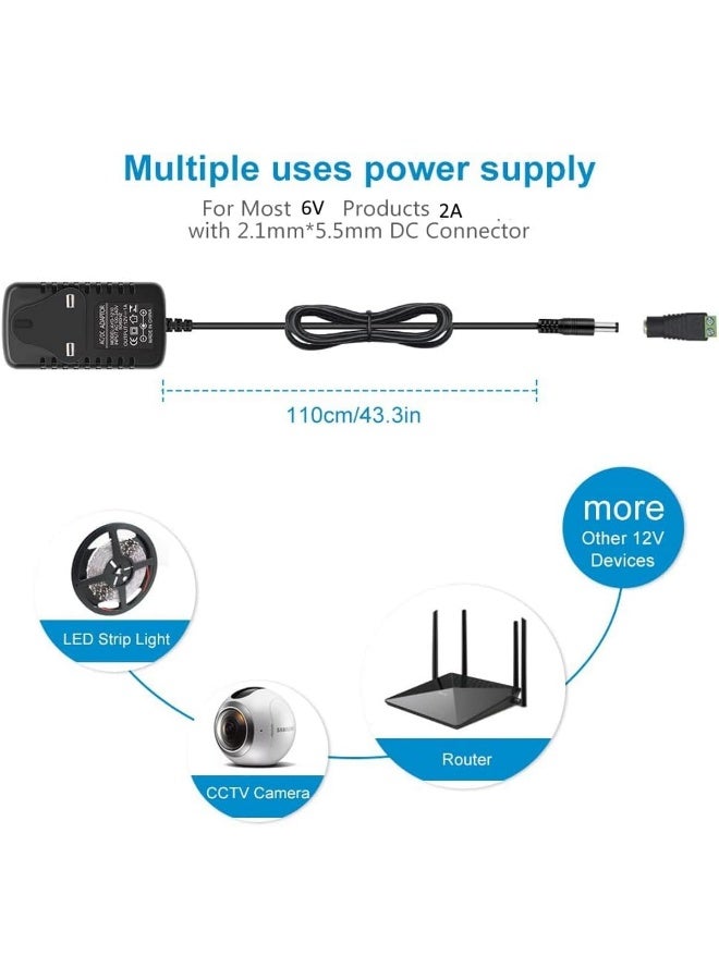 melfi 6V 2A Ac/Dc Adapter 110-220V Uk Plug Switching Power Supply Adapter Charger For Led Strip Lights/Cctv Camera Etc - Image 4