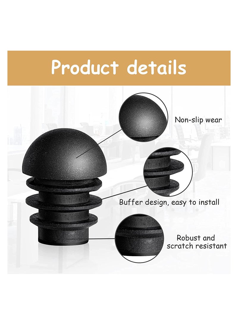 SYOSI 24 Pieces Chair Leg Caps, Plastic Tube Inserts Round End Plugs Tube Domed Inserts Furniture Leg Covers Non-Slip Leg Inserts Plastic Plug Protectors for Chairs Table Legs (1.6 x 2.1 cm) - Image 2