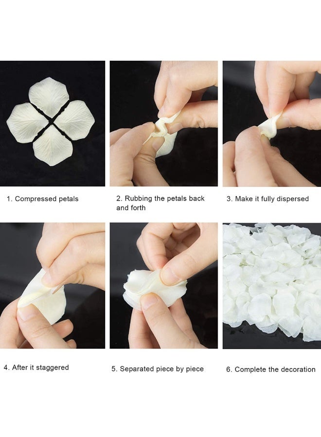 Farahom 2000 PCS Artificial Rose Petals, 5x5 cm Fake Flower Petals, Romantic Decorations Special Night Set for Valentine's Day, Wedding Anniversary, Proposal, Event, Party, Table Decor, Cream White - Image 5