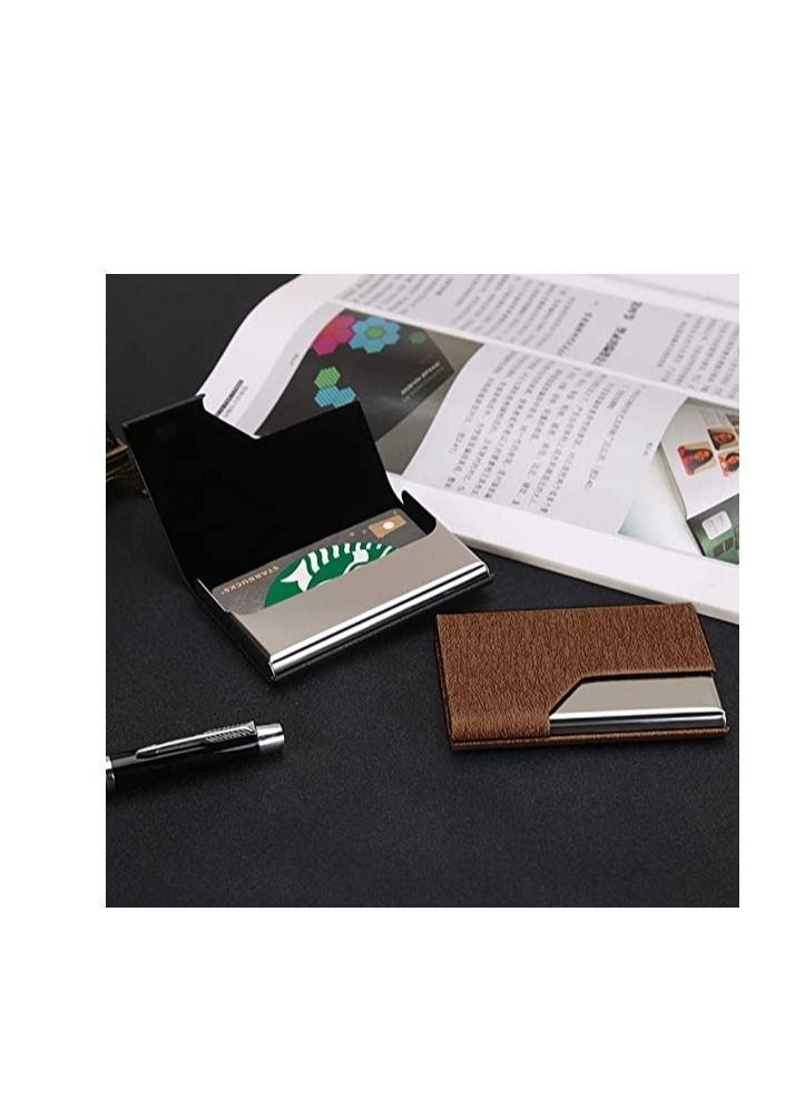 Generic usiness Card Case Pocket Name Card Holder Slim Brown  - Image 3