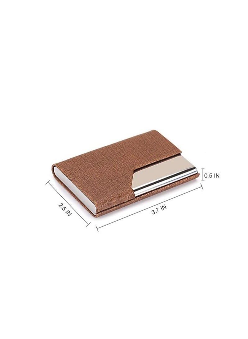 Generic usiness Card Case Pocket Name Card Holder Slim Brown  - Image 1