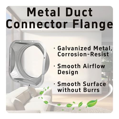 bociloy 6 Inch Duct Connector Flange, Metal Straight Pipe Flange Square to Round Interface for Ventilation, Cooling, Heating, Air Conditioning Systems with Screws - Image 4
