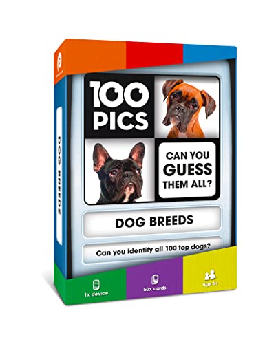 100 PICS Dogs Travel Game Learn 100 Dog Breeds Flash Cards with Slide Reveal Case Card Game Gift Stocking Stuffer for Kids and Adults Ages 6 - Image 1