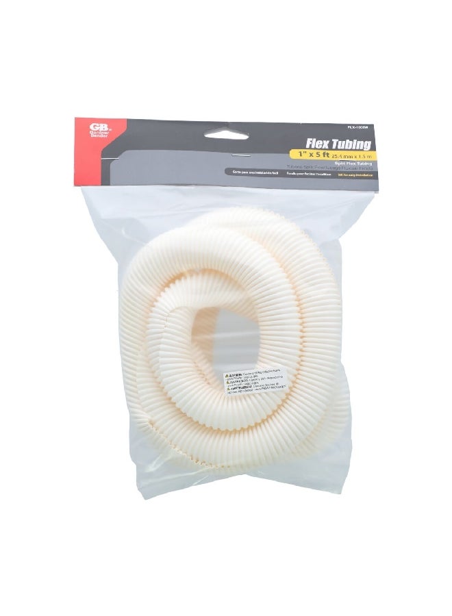 غاردنر بيندر FLX-1005W أنبوب مرن لتنظيم الأسلاك مقسوم بولي ايثيلين مقاوم 5 أقدام أبيض - Image 1