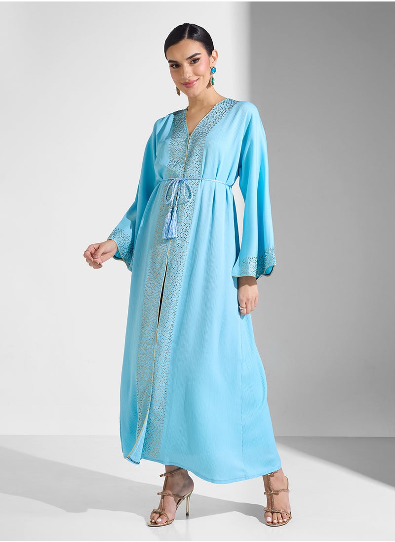 ARABIAN CLOSET Embellished Abaya With Belt  - Image 1