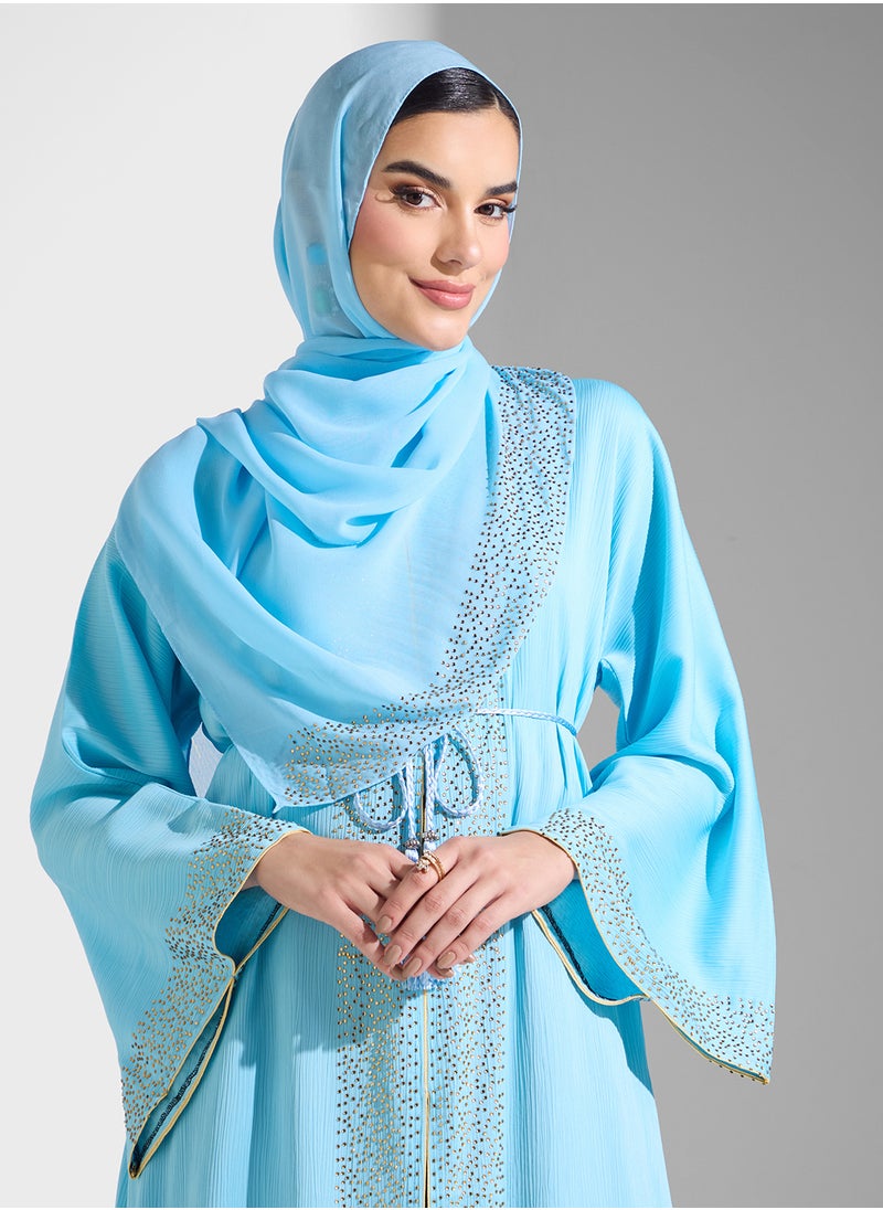 ARABIAN CLOSET Embellished Abaya With Belt  - Image 4