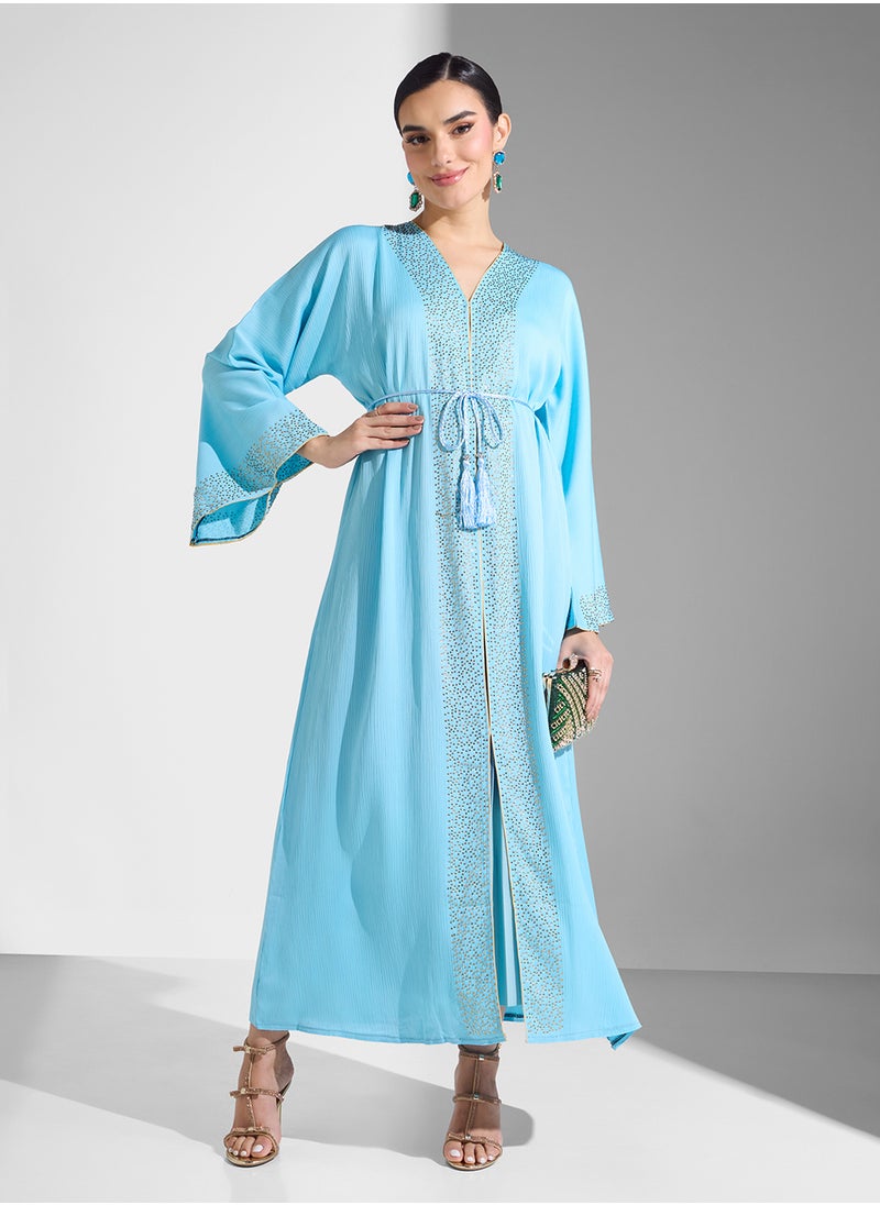 ARABIAN CLOSET Embellished Abaya With Belt  - Image 5