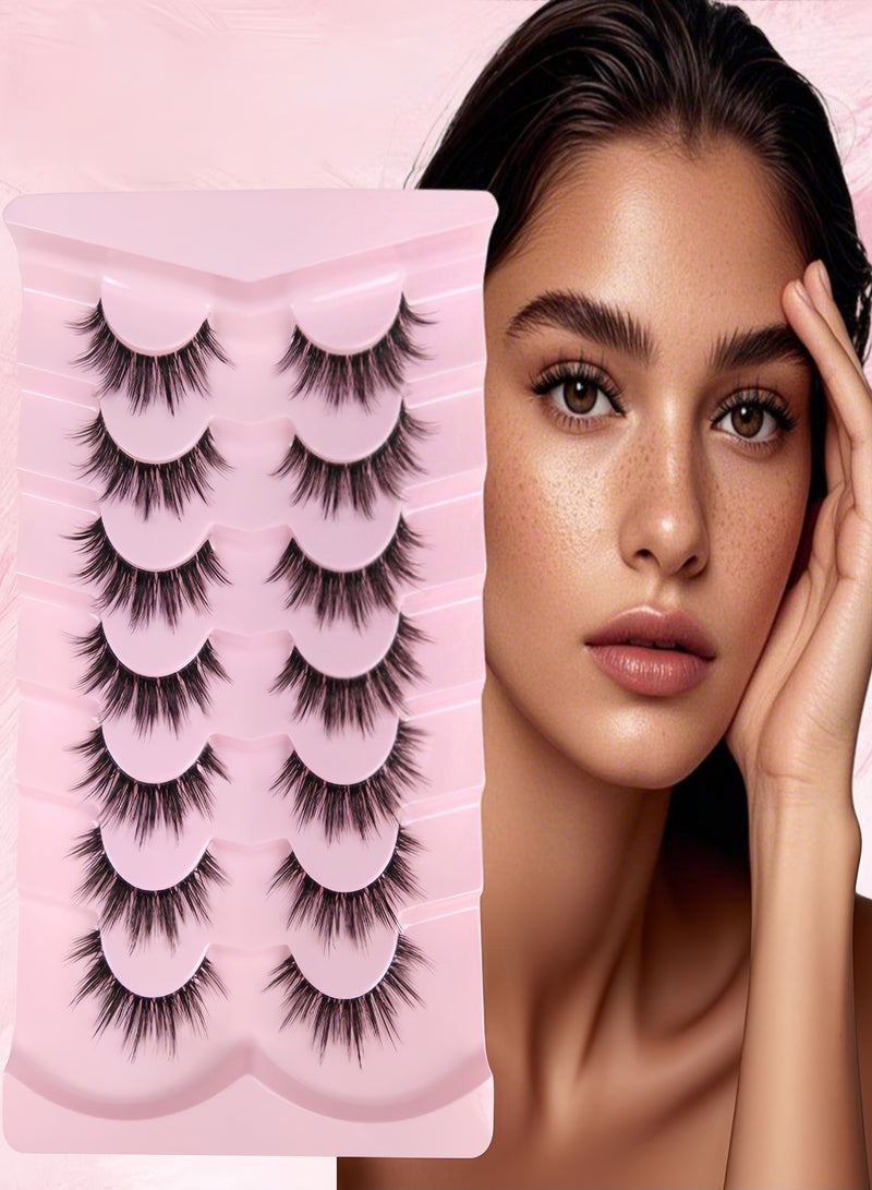 Generic ( 7 Pairs)Fluffy Messy Faux False Eyelashes,Soft Curly False Lashes,Reusable  False Eyelashes Volume & Thickness Eyelashes for Make up - Image 1