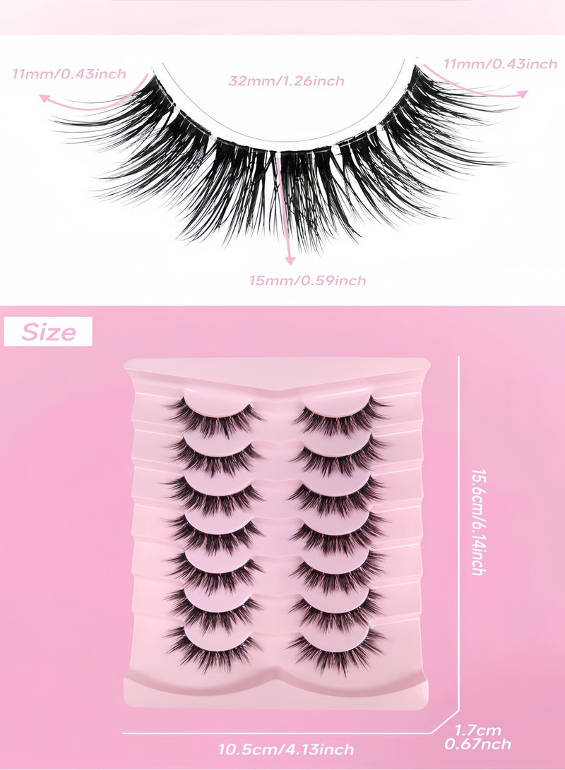 Generic ( 7 Pairs)Fluffy Messy Faux False Eyelashes,Soft Curly False Lashes,Reusable  False Eyelashes Volume & Thickness Eyelashes for Make up - Image 5