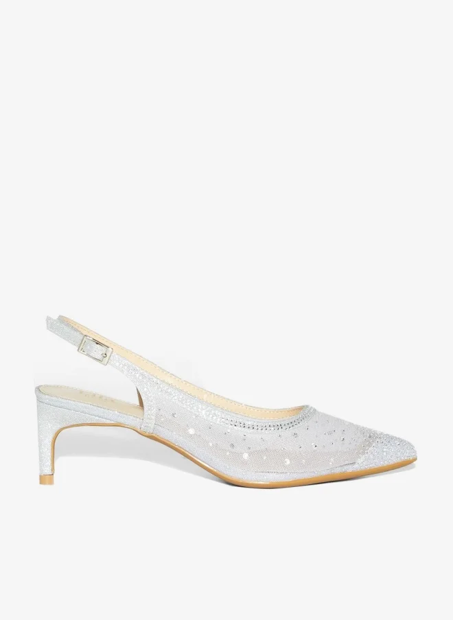 Ella Limited Edition Diamante Detail Mesh Pointed Slingback Pump