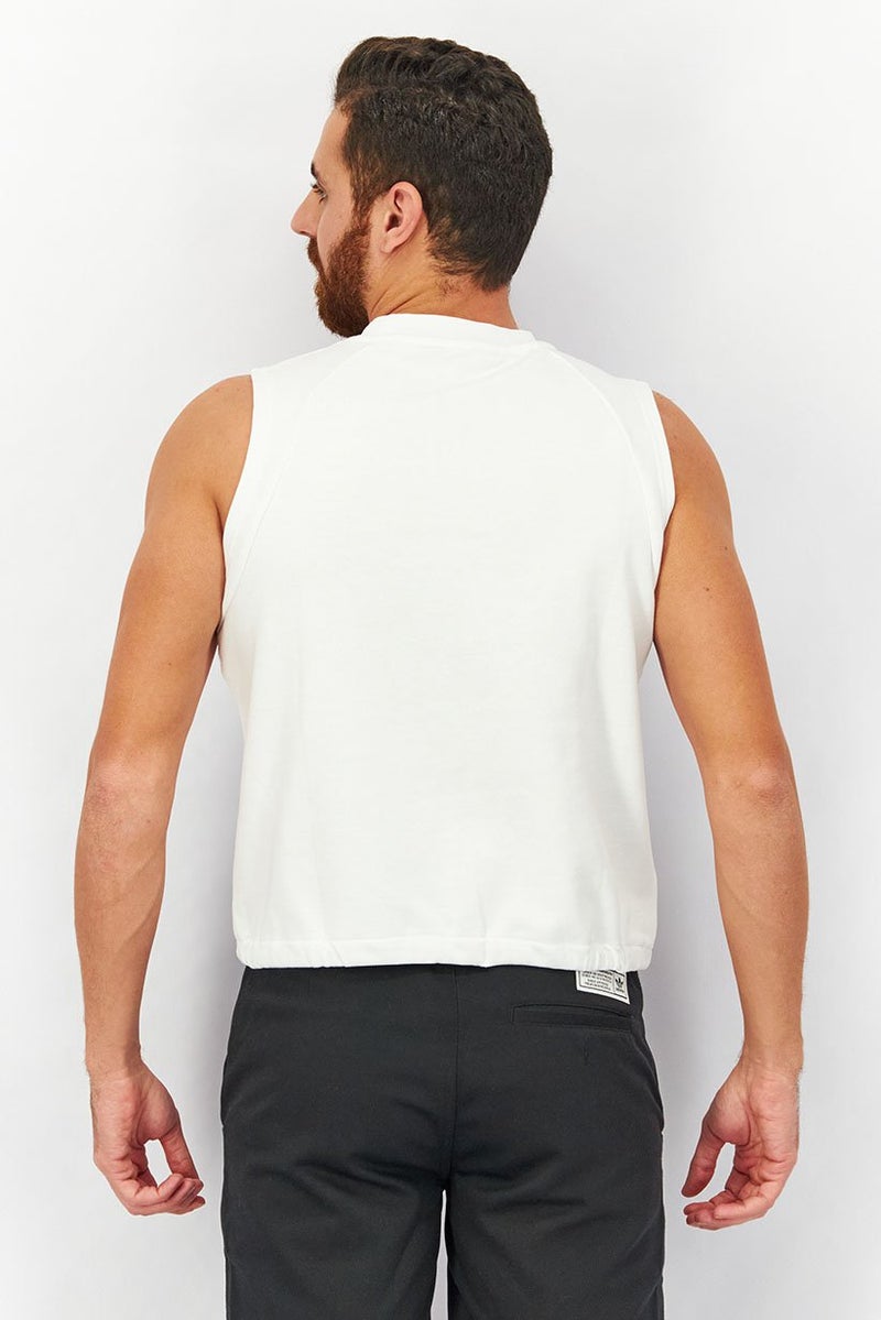 JOHN RICHMOND Men Crew Neck Sleeveless Embroidered Tie Hem Sweatshirt, White - Image 3
