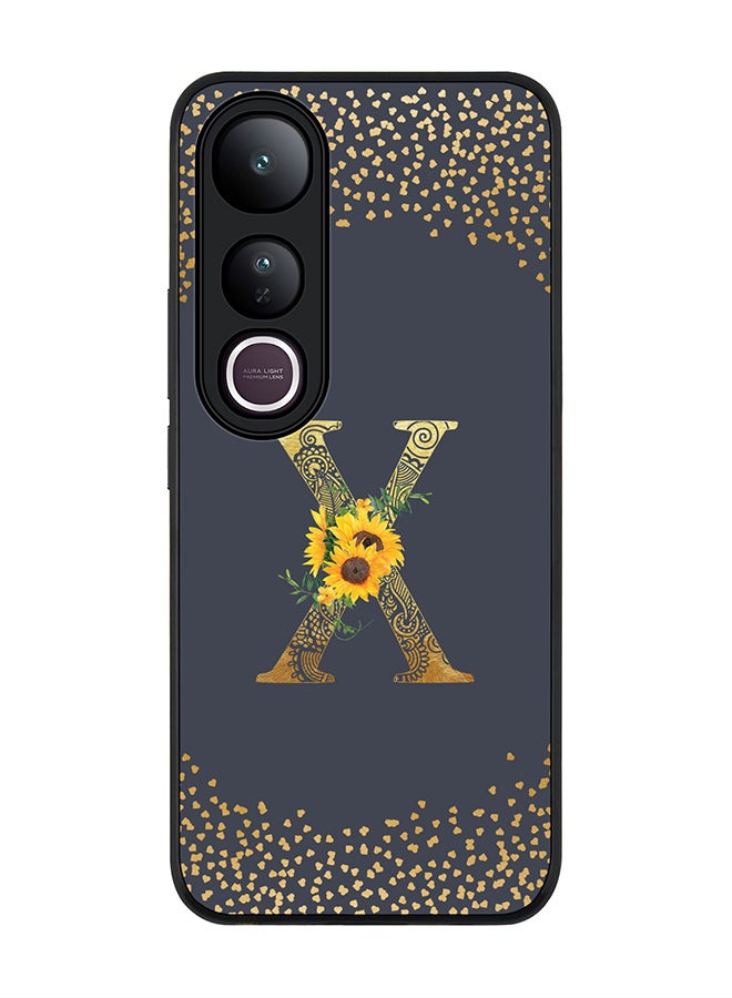 Stylizedd For vivo V50 Lite Case,Slim fit Camera Protection, Shockproof Thin Phone cover  - Custom Floral Monogram - X  (Grey )