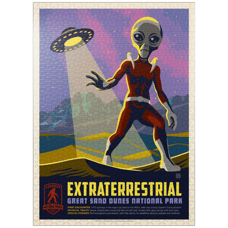 MyPuzzle.com MyPuzzle Legends of The National Parks Great Sand Dunes Extraterrestrials Vintage Poster Premium 1000 Piece Jigsaw Puzzle for Adults - Image 3