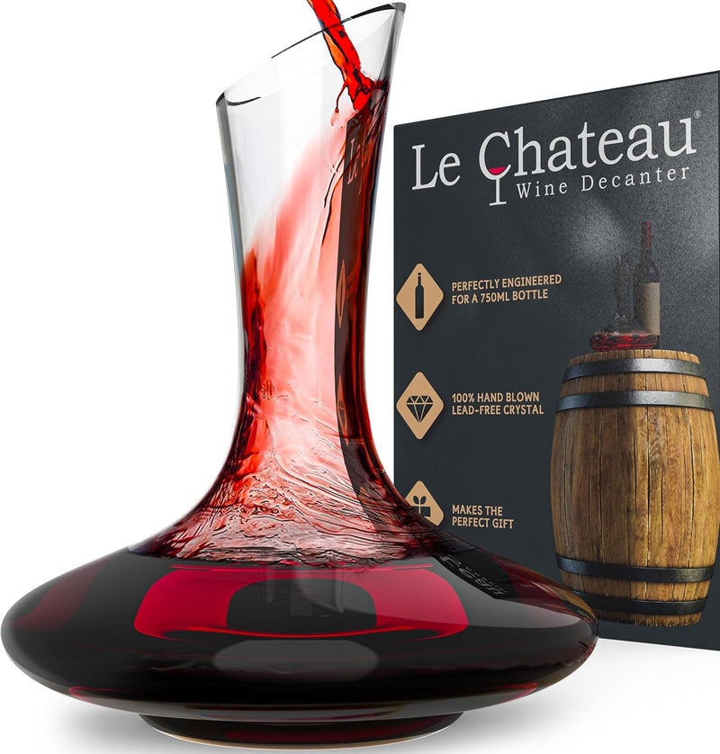 Le Chateau Wine Decanter - Hand-Blown Lead-Free Crystal Wine Carafe - Wine Decanter for Aerating Red Wine - Wine Accessories for a Bottle of Wine (750 ml) - Image 1