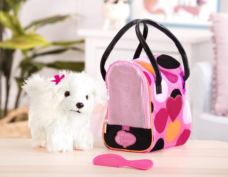Pucci Pups – Plush Puppy – Dog Carrier – Big Polka Dots Plush Bag & Bichon Frise – Comb & Purse – Stuffed Animal – 2+ Years - Image 3