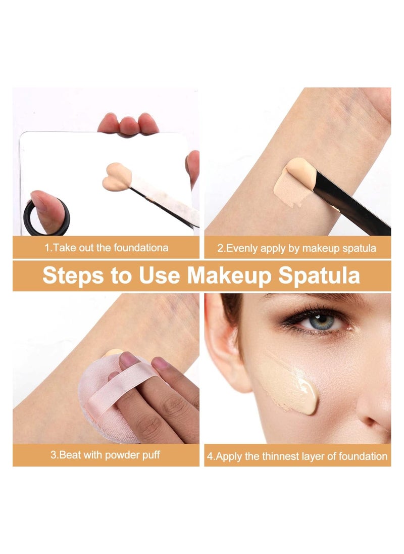 Al Musawwar - Makeup Spatula and Stainless Steel Palette Set with Finger Puff , Including Stainless Steel Makeup Spatula Korean for Professional, Makeup Mixing Palette for Eye Shadow/Eyelash/Nail Art/Foundation - Image 1