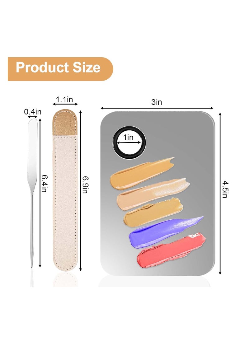Al Musawwar - Makeup Spatula and Stainless Steel Palette Set with Finger Puff , Including Stainless Steel Makeup Spatula Korean for Professional, Makeup Mixing Palette for Eye Shadow/Eyelash/Nail Art/Foundation - Image 1