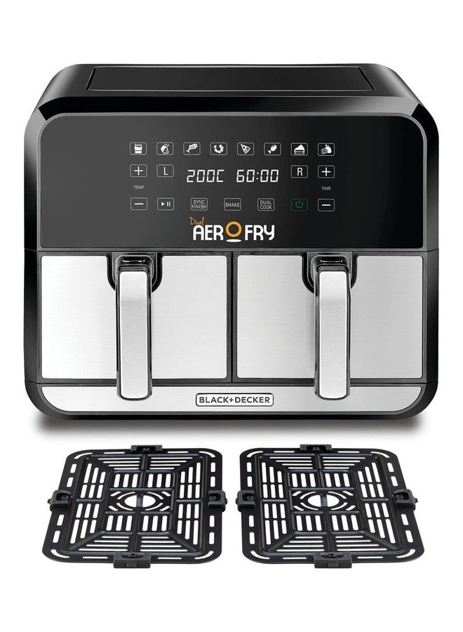 BLACK+DECKER Digital Dual Zone Air Fryer, 4L+4L Capacity, Rapid Hot Air Circulation, 8 Presets, Adjustable Temp & Timer for Frying, Grilling, Roasting & Baking, 8 L 1700 W DZAF1700-B5 Black/Silver - Image 5