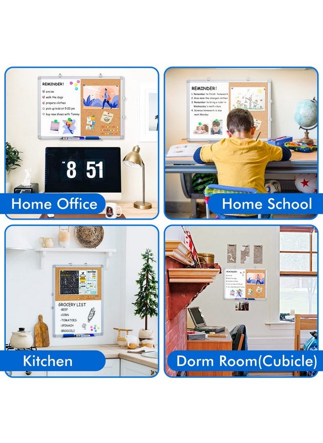 Tripollo - Magnetic White Board And Cork Board Combo 24 X 18 Inches Whiteboard Bulletin Combination Board Wall Mounted Dry Erase Whiteboard Push Pin Vision Board For Home School And Office - Image 1