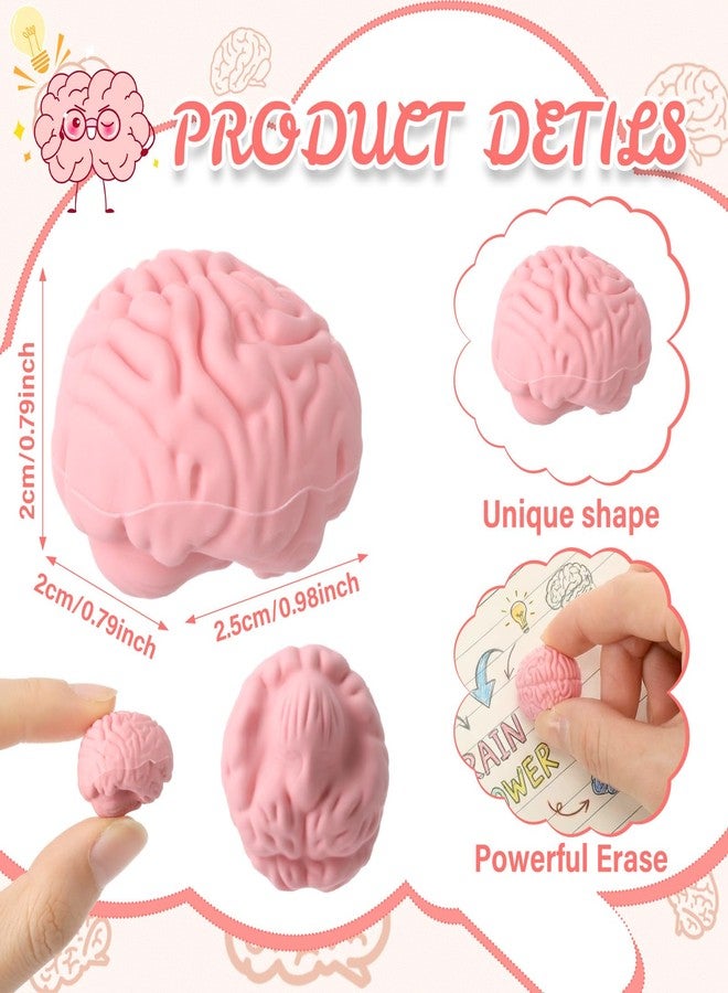 Gilprop 24 Pcs Brain Shaped Erasers Bulk, 1 Inch Mini Halloween Erasers Halloween Party Favors Fun Classroom Supplies Cute Novelty Gifts for Students Teacher Must Haves (Pink) - Image 3