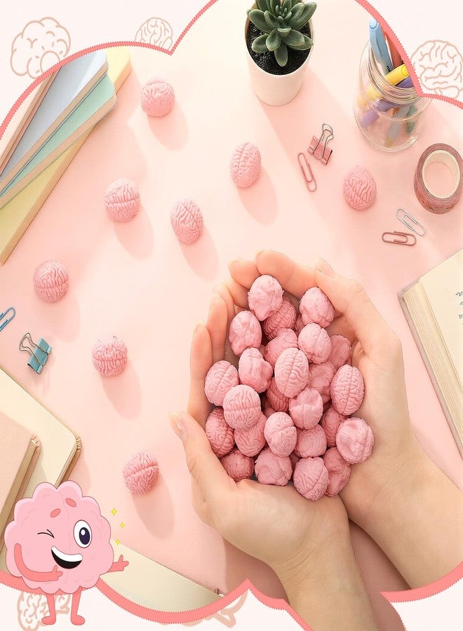 Gilprop 24 Pcs Brain Shaped Erasers Bulk, 1 Inch Mini Halloween Erasers Halloween Party Favors Fun Classroom Supplies Cute Novelty Gifts for Students Teacher Must Haves (Pink) - Image 2