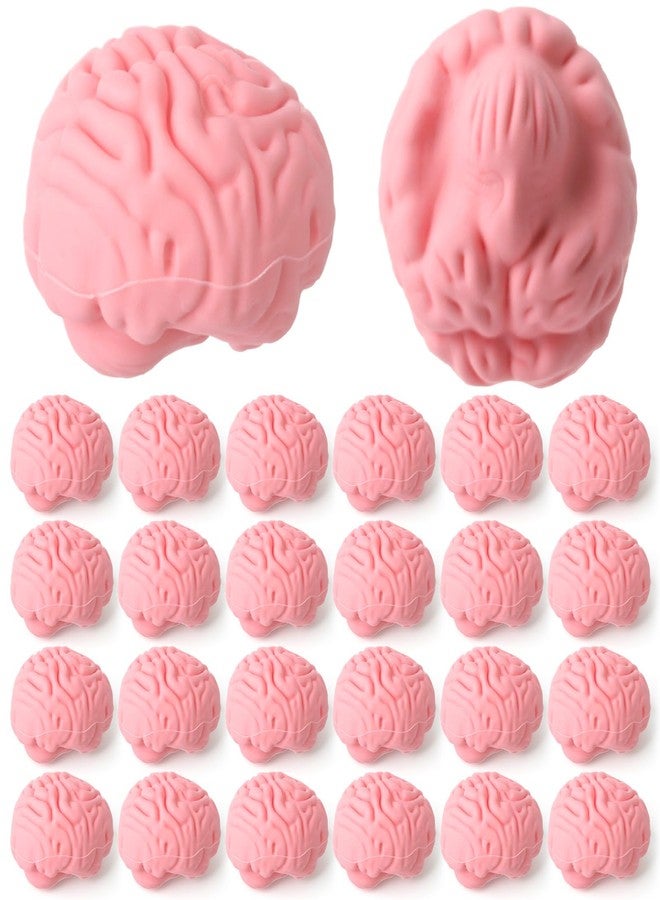 Gilprop 24 Pcs Brain Shaped Erasers Bulk, 1 Inch Mini Halloween Erasers Halloween Party Favors Fun Classroom Supplies Cute Novelty Gifts for Students Teacher Must Haves (Pink) - Image 1
