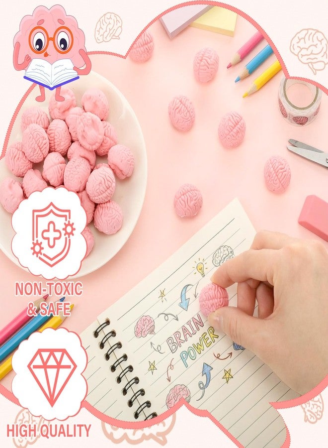 Gilprop 24 Pcs Brain Shaped Erasers Bulk, 1 Inch Mini Halloween Erasers Halloween Party Favors Fun Classroom Supplies Cute Novelty Gifts for Students Teacher Must Haves (Pink) - Image 4