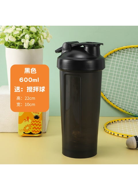 600ML Protein Shaker Multi-Color Sports Bottle with Mixer Ball Black