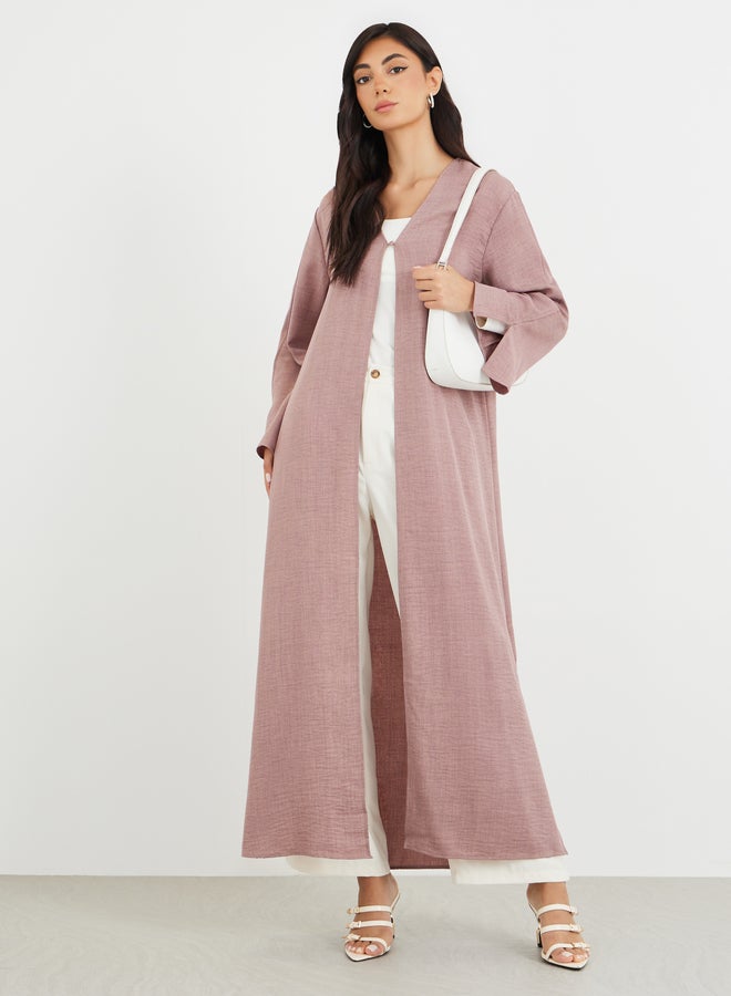 Amirah Slit Sleeve A-Line Abaya with Button Detail - Image 2