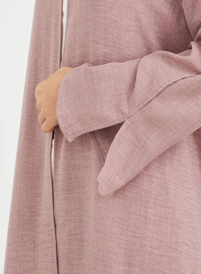 Amirah Amirah Slit Sleeve A-Line Abaya with Button Detail
