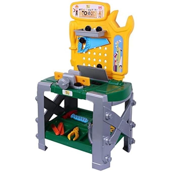 KIDS TOOL BENCH, 33 PIECES CONSTRUCTION WORKBENCH WITH ELECTRIC DRILL, PRETEND ROLE PLAY LEARNING WORKSHOP TOOLS BOX SET FOR MOTOR SKILLS, TODDLER AGES +3 YEARS - Image 2