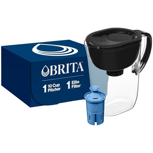 Brita Everyday Elite Water Filter Pitcher, Removes 99% of Lead, Includes 1 Filter, 10-Cup Capacity, Black - Image 1
