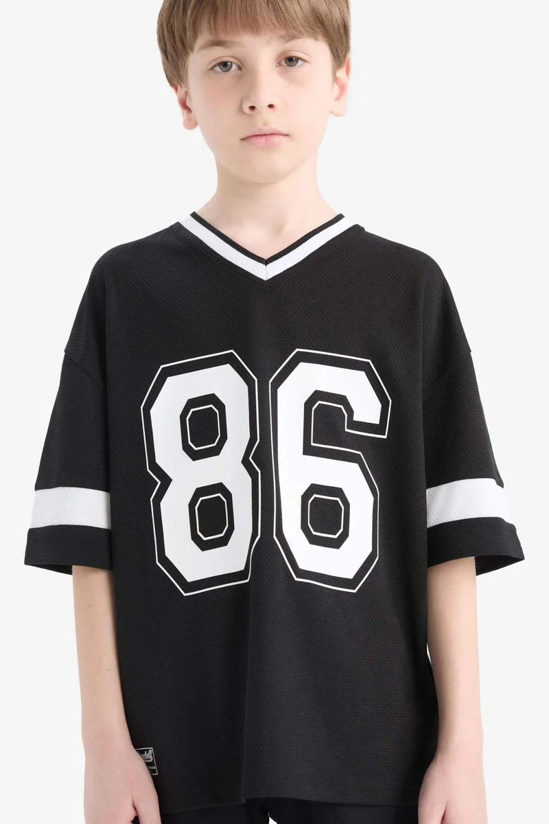 ديفاكتو Boy Oversize V Neck Printed T-Shirt