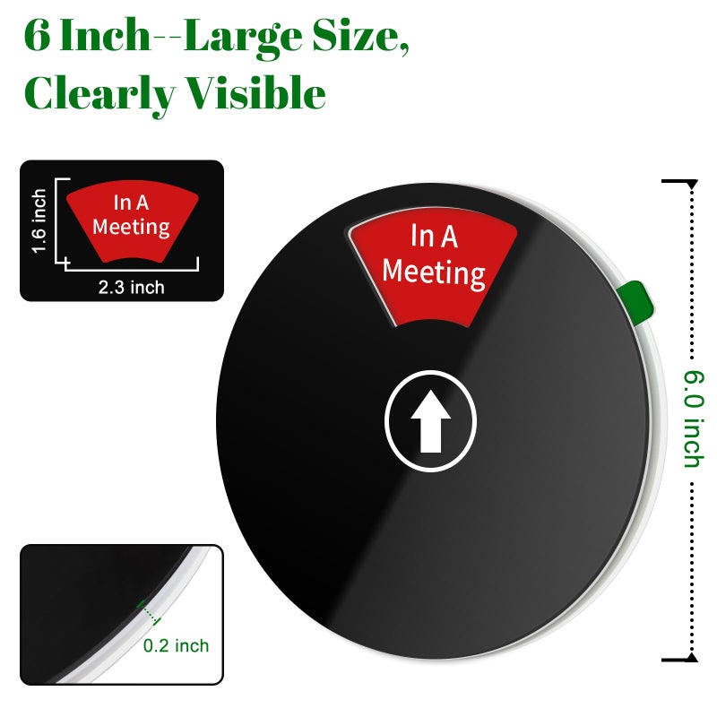 Miseyo Office Door Sign - Do Not Disturb, Please Knock, In A Meeting, Working Remotely, Back Soon, Out of Office - 6 Options Privacy Sign Indicator for Conference, 6 Inch, Black - Image 2