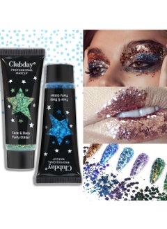 KASTWAVE 8 PCS Face & Body Glitter Gel Set - Mermaid Flakes Chunky Sequins for Eyes, Lips, Hair, Nails, 30ml - Festival Chunky Glitter Accessory  - Image 4
