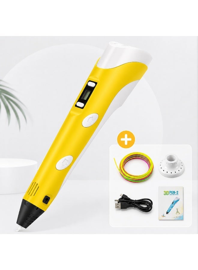 ELTRAZONE 3D Printing Pen Kit with Filament | USB Powered 3D Doodle Pen with LCD Screen (Yellow) - Image 1