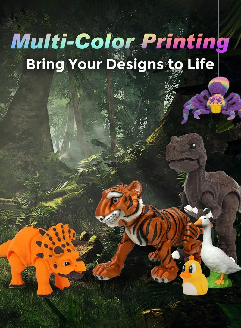 فلاش فورج طابعة ثلاثية الأبعاد AD5X متعددة الألوان، هيكل CoreXY بسرعة عالية 600 مم/ثانية، معايرة تلقائية بنقرة واحدة، محرك مباشر بدرجة حرارة 300°C، حجم بناء 220x220x220 مم، مثالية للدقة والكفاءة - Image 3