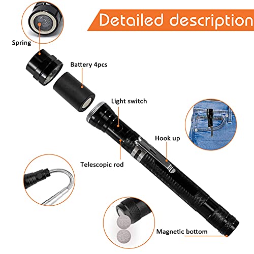 KUCHEY Magnetic Flashlight Gifts for Men Stocking Stuffers for Men Adults Pickup Tool Cool Extendable Magnet Telescoping Gadgets Christmas Birthday for Dad Him Husband Boyfriend Grandpa Handyman Mechanics - Image 3