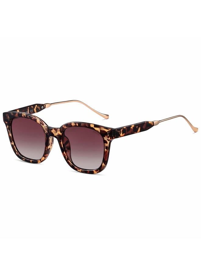Sojos Classic Square Polarized Sunglasses Womens Mens Retro Trendy Shades UV400 Sunnies SJ2050, Leopard/Purple, Leopard/Purple - Image 1