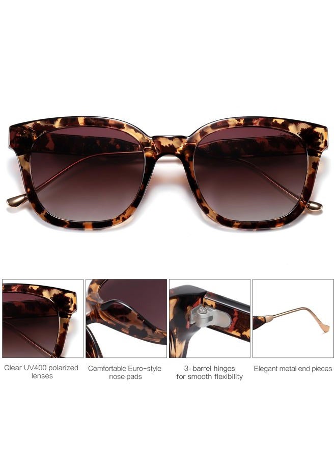 Sojos Classic Square Polarized Sunglasses Womens Mens Retro Trendy Shades UV400 Sunnies SJ2050, Leopard/Purple, Leopard/Purple - Image 4