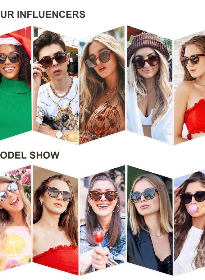 Sojos Classic Square Polarized Sunglasses Womens Mens Retro Trendy Shades UV400 Sunnies SJ2050, Leopard/Purple, Leopard/Purple - Image 3