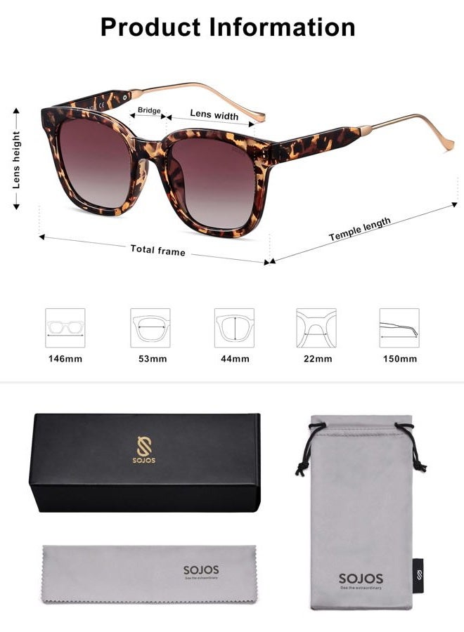 Sojos Classic Square Polarized Sunglasses Womens Mens Retro Trendy Shades UV400 Sunnies SJ2050, Leopard/Purple, Leopard/Purple - Image 5