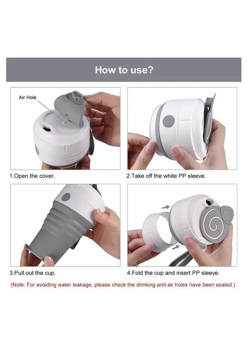 Collapsible Coffee Cup with Straw and Coaster Leak Proof Lid Eco Pocket Size Mug Convenient Reusable 450mL Travel Insulated Thermal Camping Mugs Keep for Hiking Picnic - Image 5