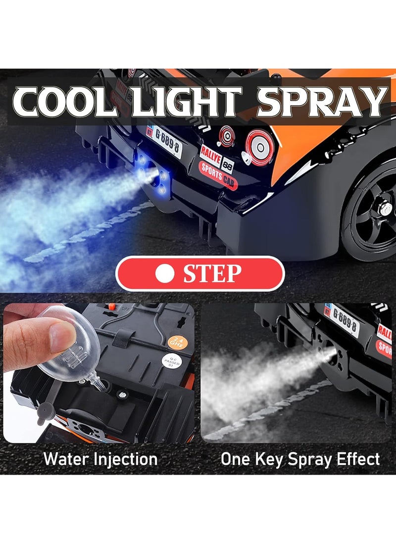Taizz Ventures 1:16 Scale Remote Control Car RC Drift Car 4WD 18KM/H High Speed Model Vehicle 2.4GHz with LED Lights Spray Rubber Tire Racing Sport Toy Car for Adults Boys Girls Kids Gift 2Pcs Rechargeable Batteries - Black/White  - Image 5