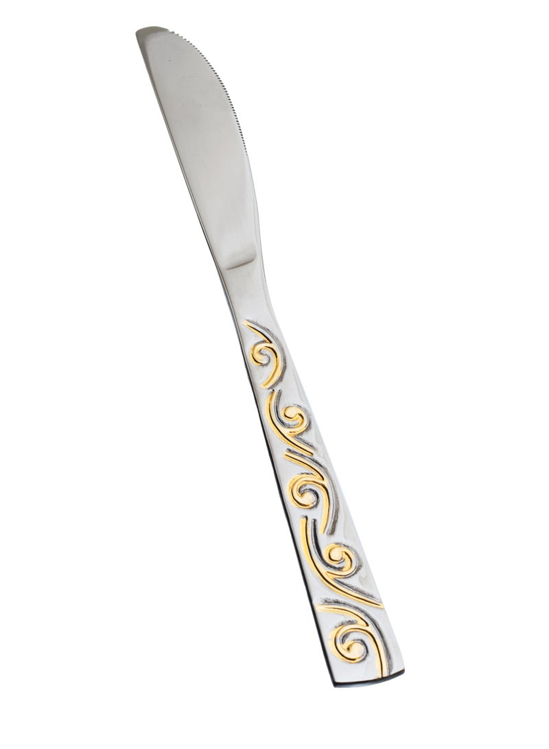 Hic 6-Piece Stainless Steel Dinner Knife Set Silver With Gold  - Image 3
