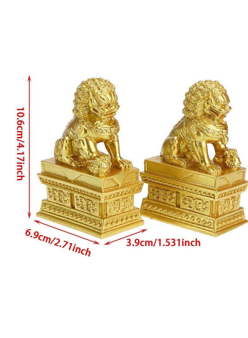 Excefore Chinese Style Pair of Lion Statue, Foo Dogs Decor Stone Lion,Chinese Style Feng Shui Statues Auspicious Ornaments,  Suitable for Home Decor, Store Opening Gift, House Warming - Image 3