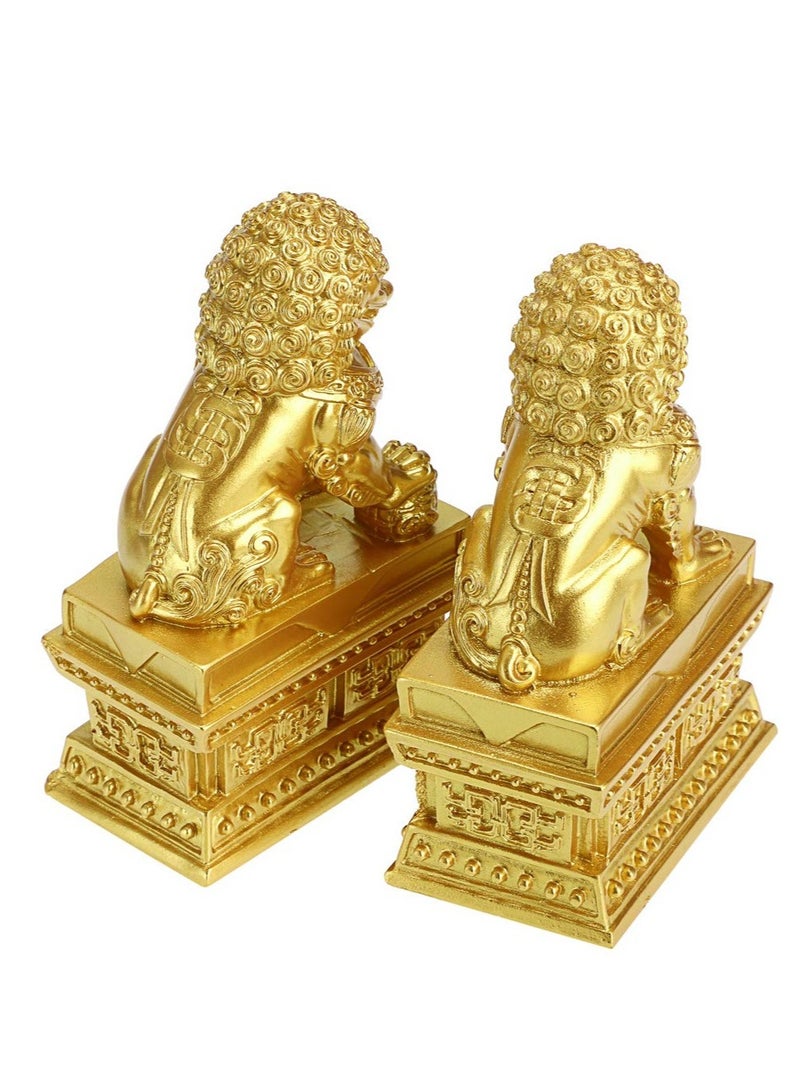 Excefore Chinese Style Pair of Lion Statue, Foo Dogs Decor Stone Lion,Chinese Style Feng Shui Statues Auspicious Ornaments,  Suitable for Home Decor, Store Opening Gift, House Warming - Image 5