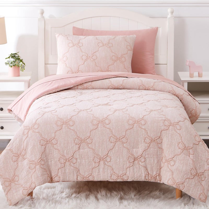 Wink Deer Twin Comforter Set with Sheets for Girls5 Pieces Twin Bedding Sets with Pink Comforter Sheets Pillowcase  Sham for Kids Pink Diamond 66 X 86